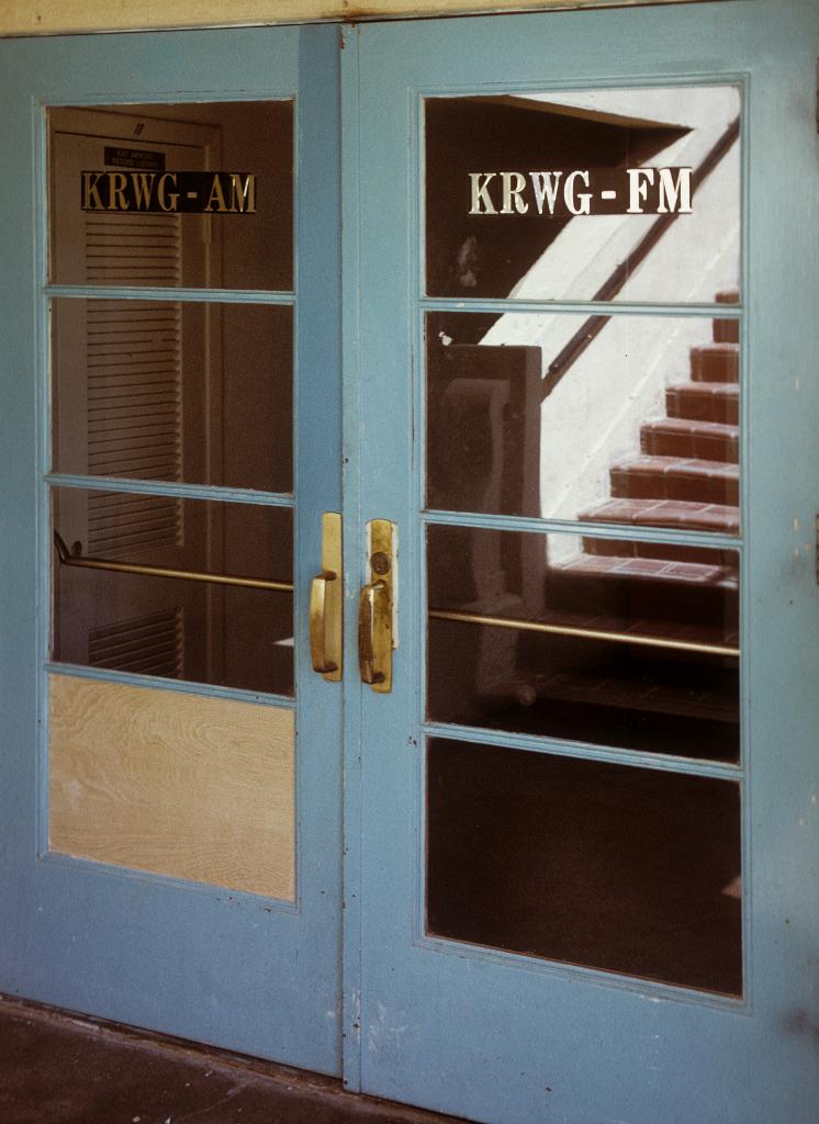 KRWG Radio entrance doors, 1974